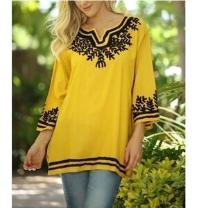 Yellow & Black Tunic - Women Ananda's Collection Size L # Z385​​​